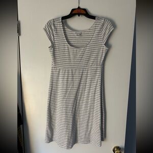 Motherhood Maternity Gray and White Striped Top